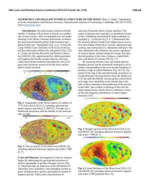 Geophysics and Shallow Internal Structure of the Moon