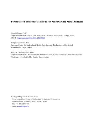 Permutation Inference Methods for Multivariate Meta-Analysis