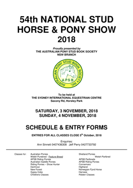 54Th NATIONAL STUD HORSE & PONY SHOW