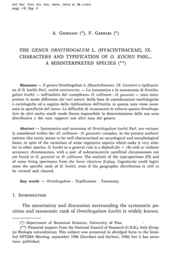 The Genus Ornithogalum L. (Hyacinthaceae). Ix