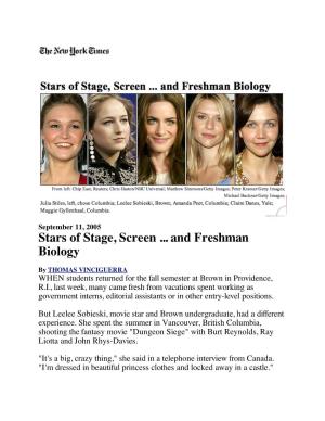 Stars of Stage, Screen ... and Freshman Biology