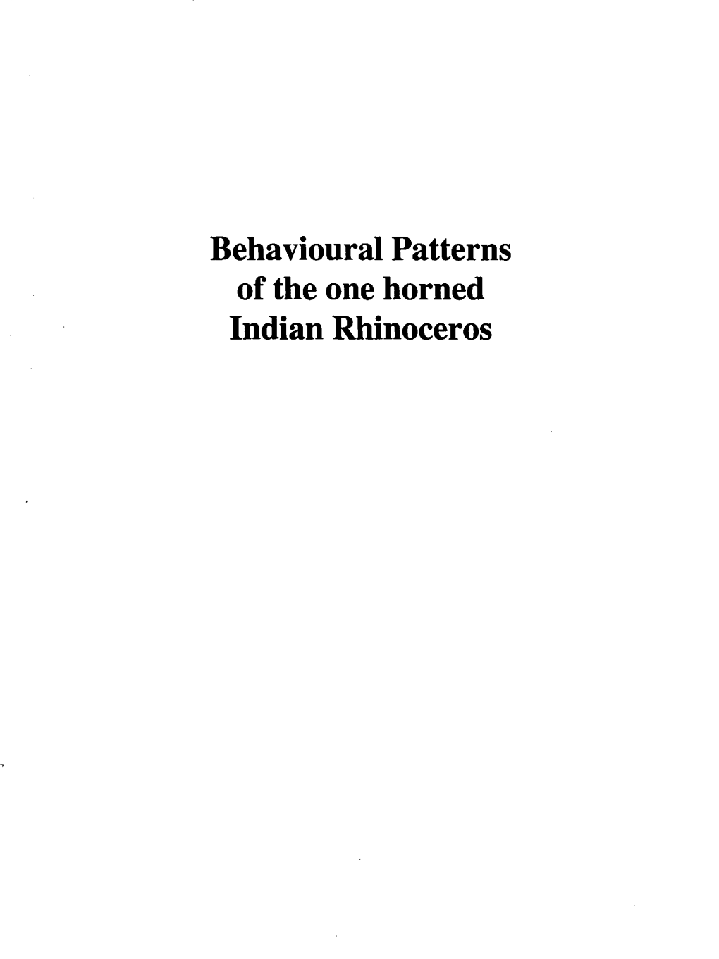 Behavioural Patterns of the One Horned Indian Rhinoceros NUMBER of DEATHS OR KILLS 50