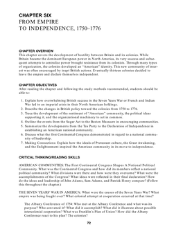 From Empire to Independence, 1750–1776