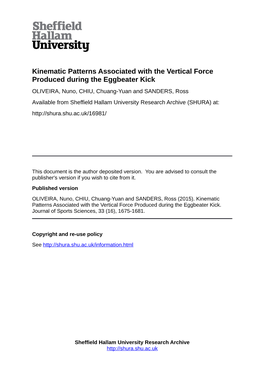 Kinematic Patterns Associated with the Vertical Force Produced During