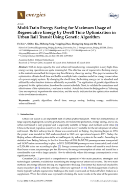 Multi-Train Energy Saving for Maximum Usage of Regenerative Energy by Dwell Time Optimization in Urban Rail Transit Using Genetic Algorithm