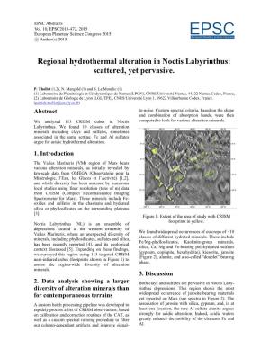 Regional Hydrothermal Alteration in Noctis Labyrinthus: Scattered, Yet Pervasive