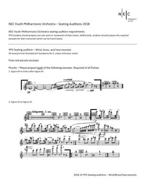 NEC Youth Philharmonic Orchestra – Seating Auditions 2018