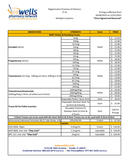 Formularies Pricing Sheet