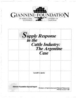 Supply Response in the Cattle Industry: the Argentine Case