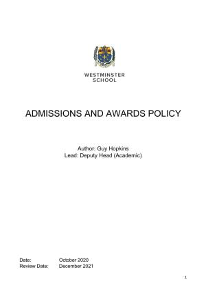 Admissions and Awards Policy