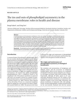 The Ins and Outs of Phospholipid Asymmetry in the Plasma Membrane: Roles in Health and Disease