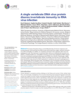 A Single Vertebrate DNA Virus Protein Disarms Invertebrate Immunity To