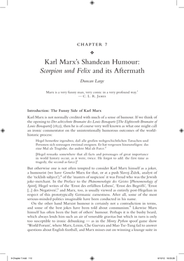 Karl Marx's Shandean Humour: Scorpion Und Felix and Its Aftermath