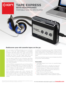 Tape Express with Headphones Portable Tape-To-Mp3 Player