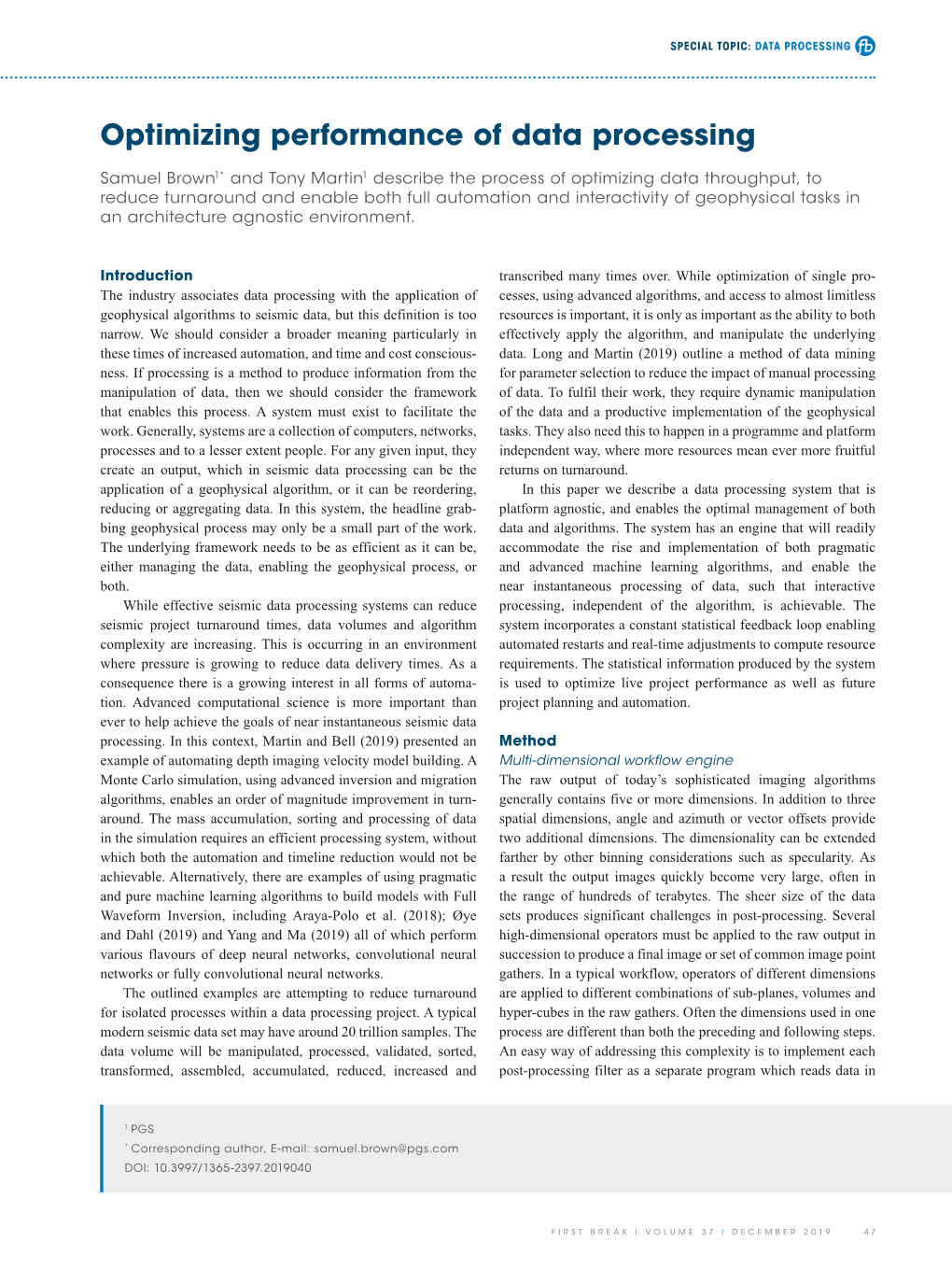 Optimizing Performance of Data Processing