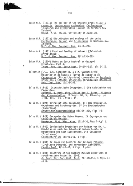 The Ecology of the Grapsid Crabs Plagusia Capensis, Leptograpsus Variegatus, Cvclograpsus Insularum and Cvclograpsus Lavauxi in Northern New Zealand