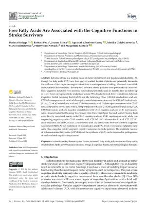 Free Fatty Acids Are Associated with the Cognitive Functions in Stroke Survivors
