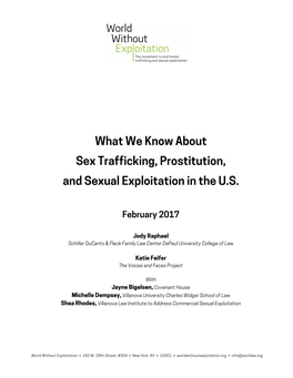 What We Know About Sex Trafficking, Prostitution, and Sexual Exploitation in the U.S