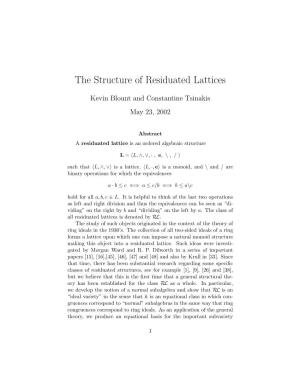 The Structure of Residuated Lattices