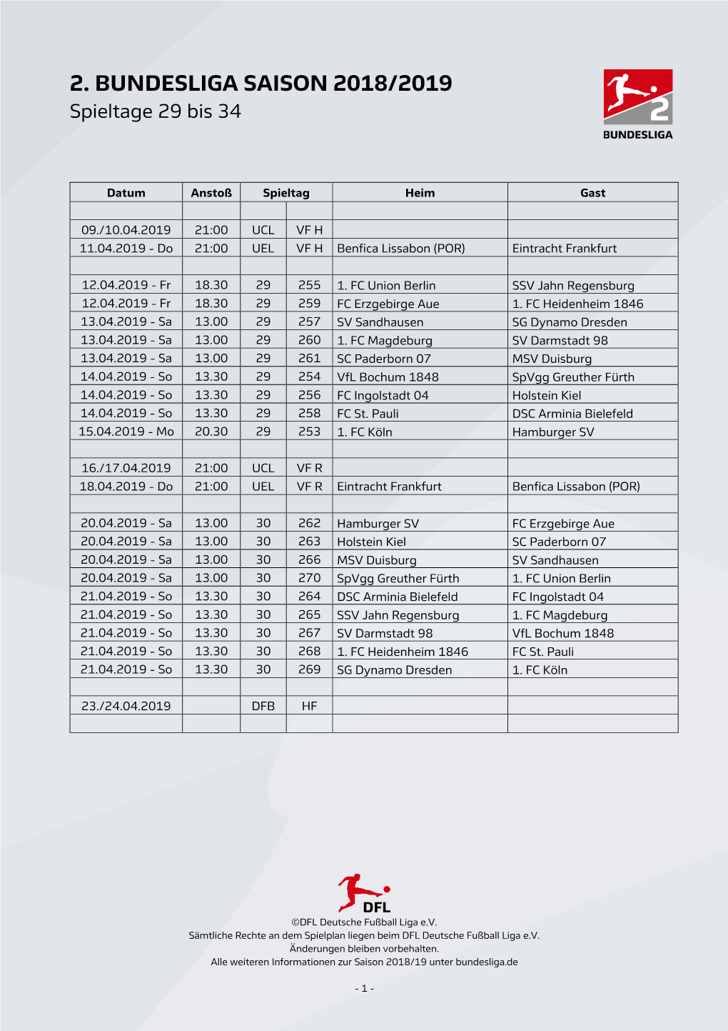 2. Bundesliga | Saison 2018/2019