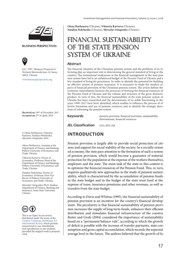 FINANCIAL Sustainability of the STATE