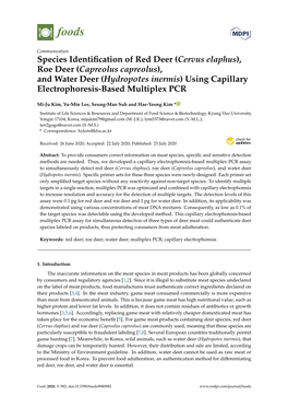 And Water Deer (Hydropotes Inermis) Using Capillary Electrophoresis-Based Multiplex PCR