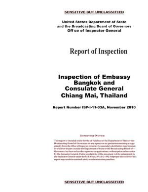 Inspection of Embassy Bangkok and Consulate General Chiang Mai, Thailand