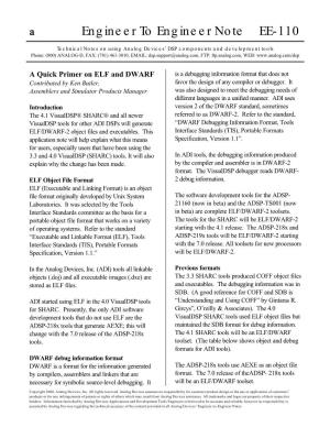 PDF 19 Kb EE-110: a Quick Primer on ELF and DWARF
