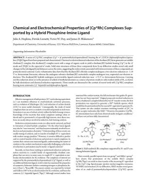 [Cp*Rh] Complexes Sup- Ported by a Hybrid Phosphine-Imine Ligand Julie A