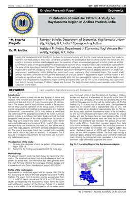 A Study on Rayalaseema Region of Andhra Pradesh, India