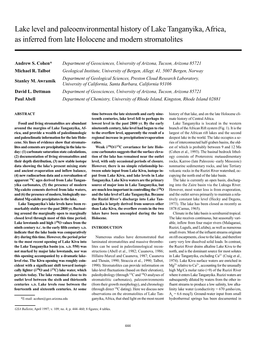 Lake Level and Paleoenvironmental History of Lake Tanganyika, Africa, As Inferred from Late Holocene and Modern Stromatolites