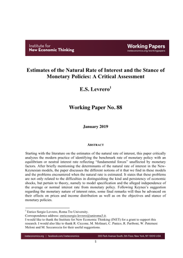 Estimates of the Natural Rate of Interest and the Stance of Monetary Policies: a Critical Assessment