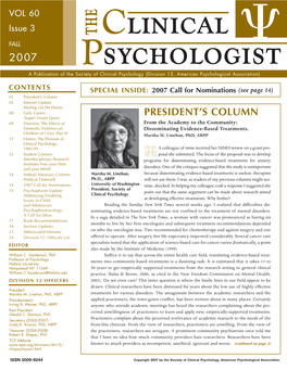 Society of Clinical Psychology (Division 12, American Psychological Association)