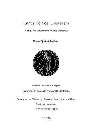 Kant's Political Liberalism