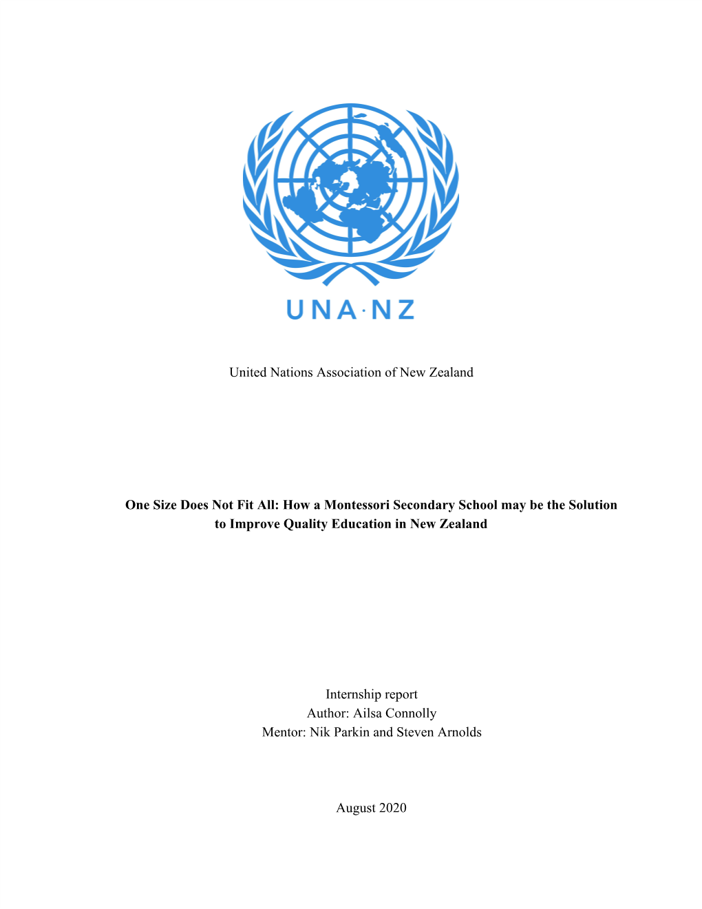 United Nations Association of New Zealand One Size Does Not Fit All