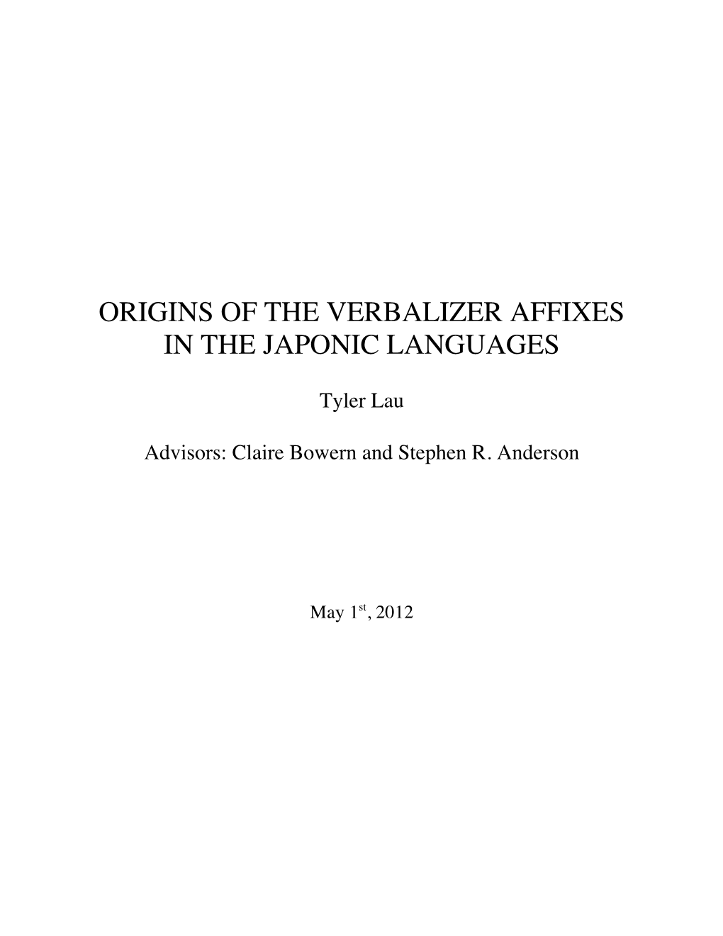 Origins of the Verbalizer Affixes in the Japonic Languages