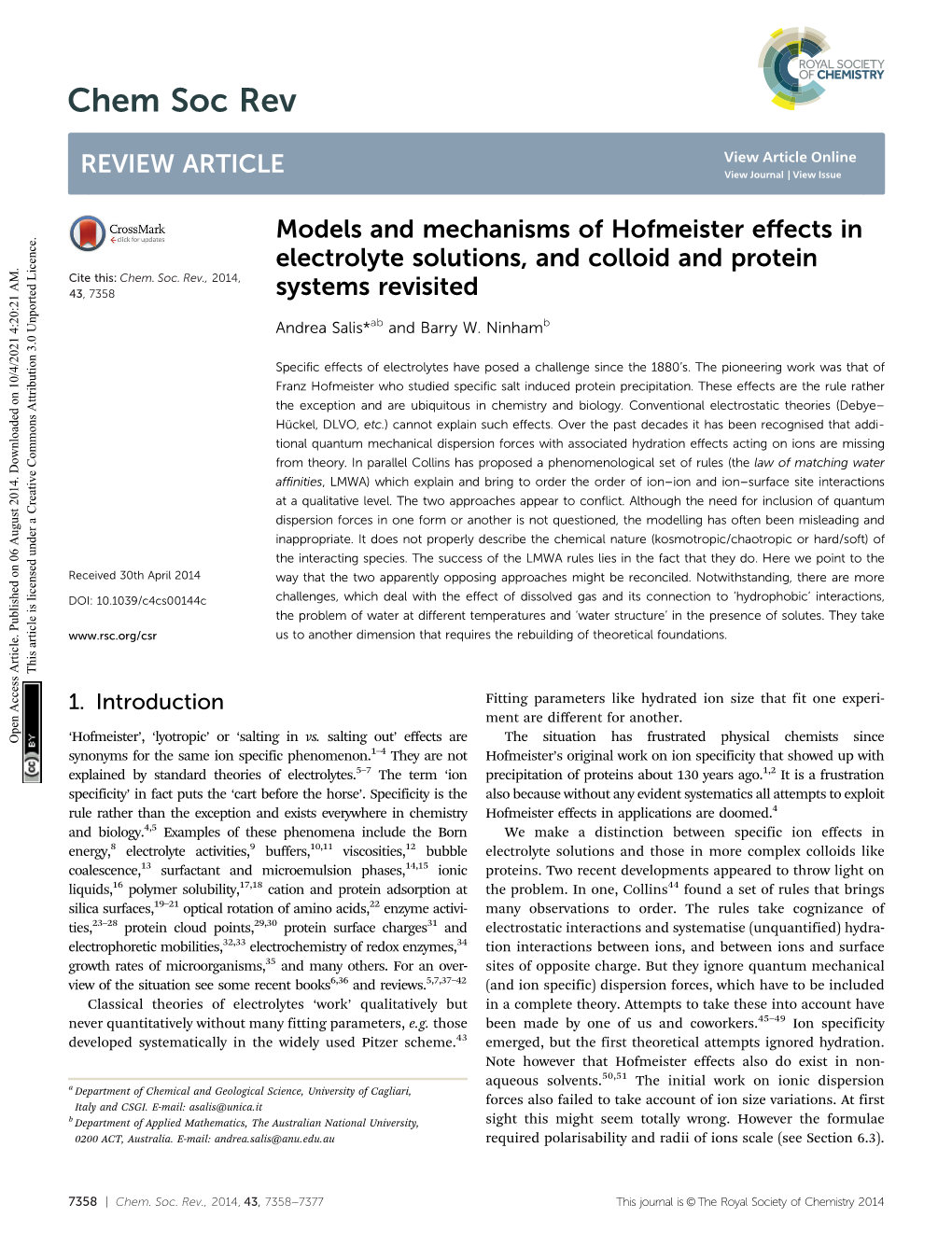 Models and Mechanisms of Hofmeister Effects in Electrolyte