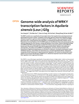 Genome-Wide Analysis of WRKY Transcription Factors In