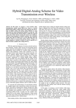 Hybrid Digital-Analog Scheme for Video Transmission Over Wireless