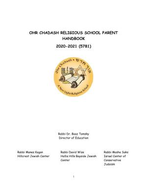 Ohr Chadash Religious School Parent Handbook 2020