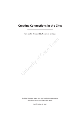Creating Connections in the City: from Road to Street; and Buffer Zone to Landscape