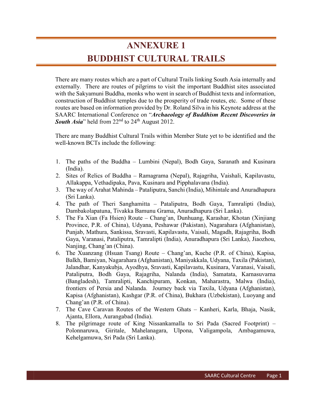 Annexure 1 Buddhist Cultural Trails