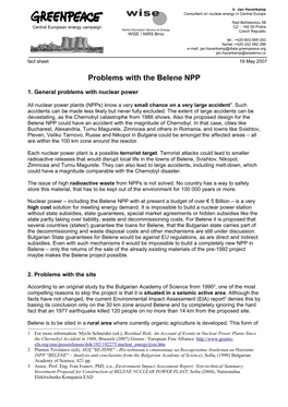 Problems with the Belene NPP