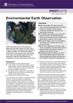 UK Postnote: Environmental Earth Observation