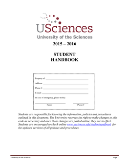 2015-2016 Student Handbook ~