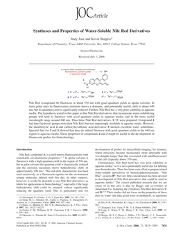 Syntheses and Properties of Water-Soluble Nile Red Derivatives