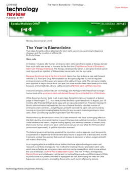 The Year in Biomedicine - Technology … Close Window