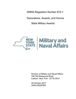 DMNA Regulation 672-1, Decorations, Awards, and Honors