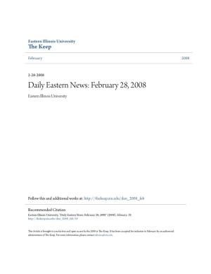 Daily Eastern News: February 28, 2008 Eastern Illinois University