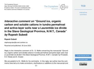 Interactive Comment on “Ground Ice, Organic Carbon and Soluble Cations